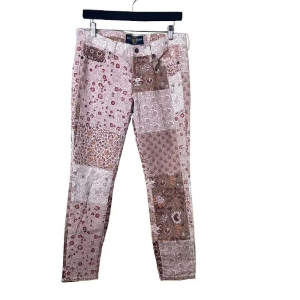 LUCKY BRAND Patchwork Pink Denim Charlie Skinny Style Jeans Pants Size 8 / 29
